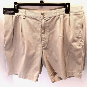 Polo Ralph Lauren Chino Shorts Mens 40 Khaki Pleated Front Golf Casual Pockets